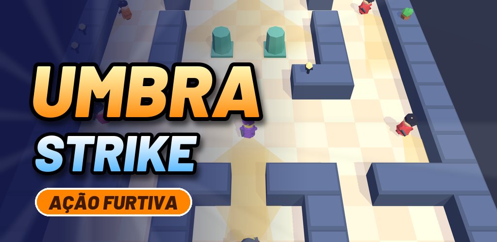 Agente furtivo em um labirinto low-poly com o logo Umbra Strike